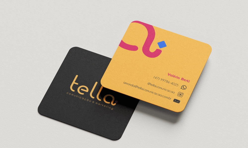 Cartão de visitas criado para a agência de comunicação tella